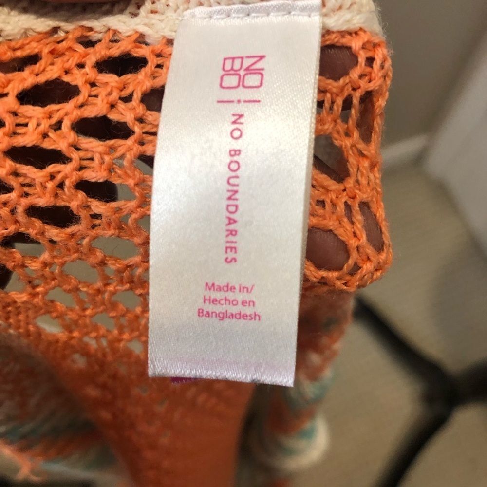No Boundaries teal and orange sweater vest with tassels, size xxl - Picture 10 of 11